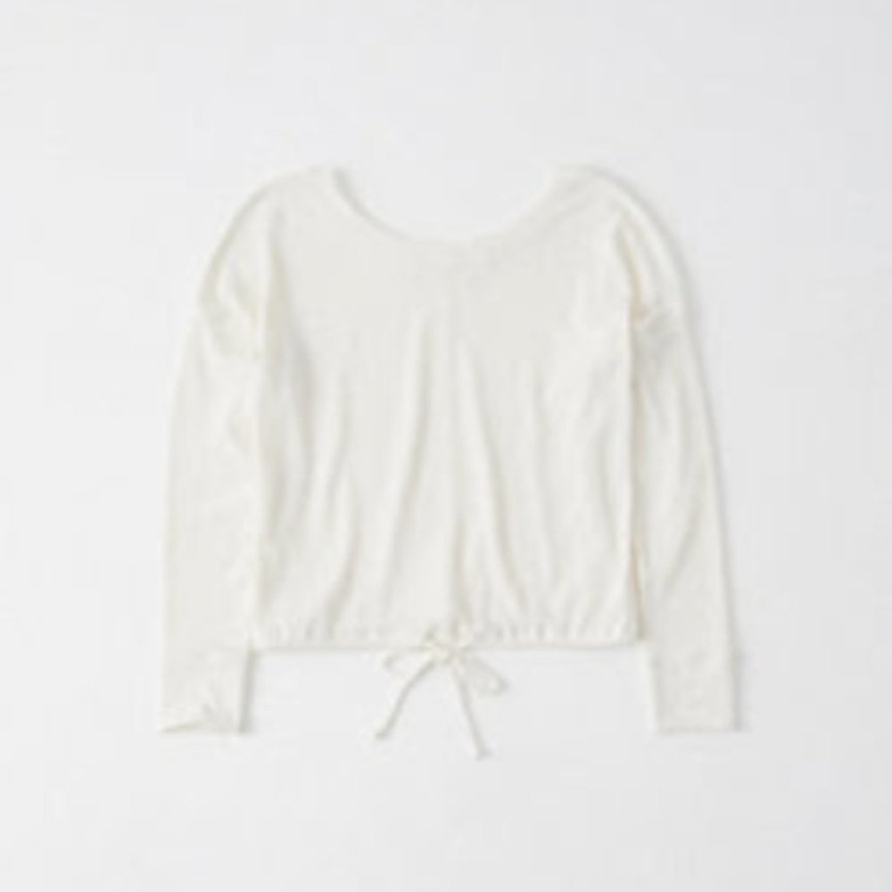 NWT $34 Abercrombie & Fitch Ribbed Cinched-Hem Top in Off White - size XS!